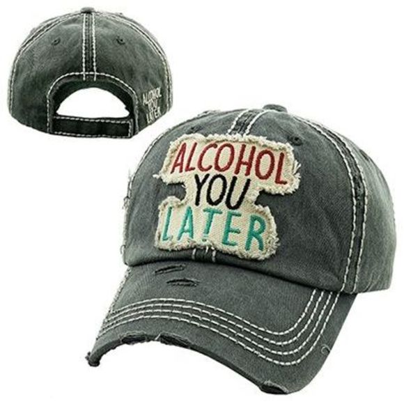 "Alcohol You Later" Distressed Hat - Picture 2 of 2